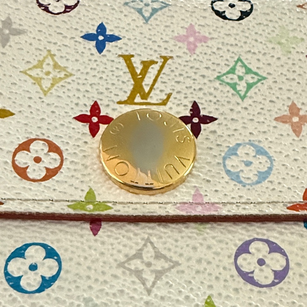 Louis Vuitton White Multicolor Monogram Sarah Long Wallet with Gold Snap - Picture 6 of 10